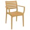 Luxury Commercial Living 33" Teak Brown Stackable Outdoor Patio Dining Arm Chair